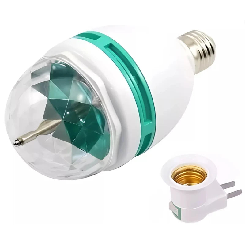 ✨ “Lâmpada Giratória Mágica LED RGB – Festa Instantânea (Bivolt + Adaptador)”