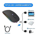 ⚡ Mouse Sem Fio Recarregável com LED Colorido 2.4 GHz