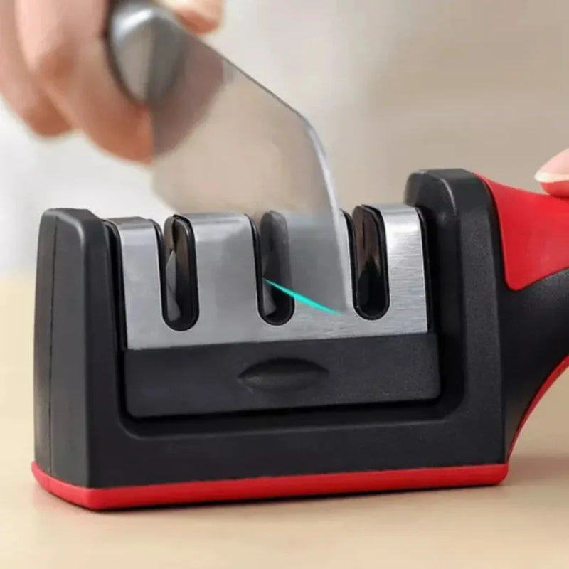 Afiador de Facas de Cozinha Inox com 3 Afiadores Profissionais" ✅