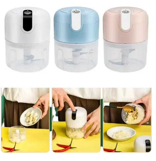 ⚡Mini Processador Portátil USB 250ml – 3 Lâminas Bivolt ✅